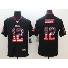New England Patriots 12 Tom Brady Black USA Flag Fashion Color Rush Limited Nike NFL Men Jersey