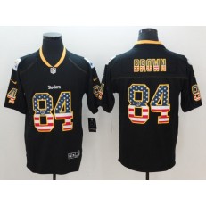 Pittsburgh Steelers 84 Antonio Brown Black USA Flag Fashion Color Rush Limited Nike NFL Men Jersey