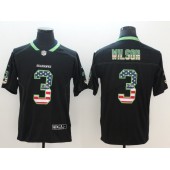 Seattle Seahawks 3 Russell Wilson Black USA Flag Fashion Color Rush Limited Nike NFL Men Jersey