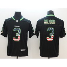 Seattle Seahawks 3 Russell Wilson Black USA Flag Fashion Color Rush Limited Nike NFL Men Jersey