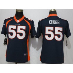 Women Nike Denver Broncos 55 Bradley Chubb Navy Vapor Untouchable Limited NFL Jersey