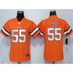 Women Nike Denver Broncos 55 Bradley Chubb Orange Color Rush Limited NFL Jersey