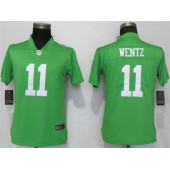 Women Nike Philadelphia Eagles 11 Carson Wentz Green Throwback Vapor Untouchable Limited NFL Jersey