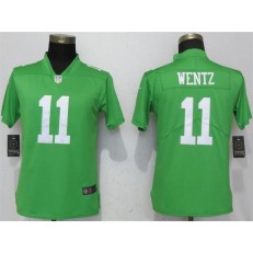 Women Nike Philadelphia Eagles 11 Carson Wentz Green Throwback Vapor Untouchable Limited NFL Jersey