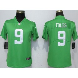 Women Nike Philadelphia Eagles 9 Nick Foles Green Throwback Vapor Untouchable Limited NFL Jersey
