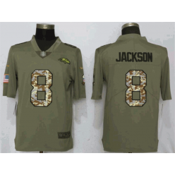 Baltimore Ravens 8 Lamar Jackson Olive Camo Salute To Service Limited Nike NFL Men Jersey