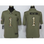 Carolina Panthers 1 Cam Newton Olive Camo Salute To Service Limited Nike NFL Men Jersey