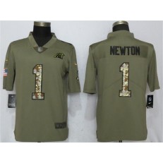 Carolina Panthers 1 Cam Newton Olive Camo Salute To Service Limited Nike NFL Men Jersey