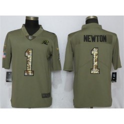 Carolina Panthers 1 Cam Newton Olive Camo Salute To Service Limited Nike NFL Men Jersey
