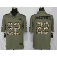 Carolina Panthers 22 Christian McCaffrey Olive Camo Salute To Service Limited Nike NFL Men Jersey