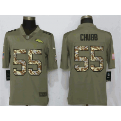 Denver Broncos 55 Bradley Chubb Olive Camo Salute To Service Limited Nike NFL Men Jersey