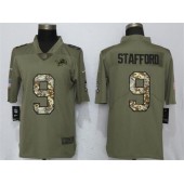 Detroit Lions 9 Matthew Stafford Olive Camo Salute To Service Limited Nike NFL Men Jersey