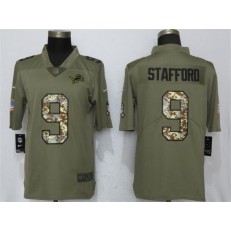 Detroit Lions 9 Matthew Stafford Olive Camo Salute To Service Limited Nike NFL Men Jersey