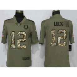 Indianapolis Colts 12 Andrew Luck Olive Camo Salute To Service Limited Nike NFL Men Jersey