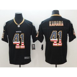 New Orleans Saints 41 Alvin Kamara Black USA Flag Color Rush Limited Nike NFL Men Jersey