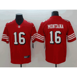 San Francisco 49ers 16 Joe Montana Red 2018 Vapor Untouchable Limited Nike NFL Men Jersey