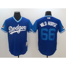Los Angeles Dodgers 66 Yasiel Puig Wild Horse Royal 2018 Players' Weekend Authentic Team Men Jersey