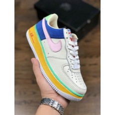 NIKE AIR FORCE 1 LOW 07 WHITE PINK YELLOW GREEN BLUE
