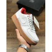 NIKE AIR FORCE 1 LOW CANVAS LIGHT GREY BROWN RED AJ7282-005