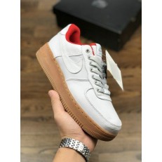 NIKE AIR FORCE 1 LOW CANVAS LIGHT GREY BROWN RED AJ7282-005