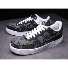 SUPREME X LV X NIKE AIR FORCE 1 LOW BLACK WHITE DENIM