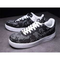 SUPREME X LV X NIKE AIR FORCE 1 LOW BLACK WHITE DENIM