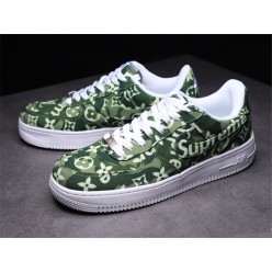 SUPREME X LV X NIKE AIR FORCE 1 LOW GREEN WHITE DENIM