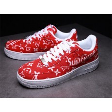 SUPREME X LV X NIKE AIR FORCE 1 LOW RED WHITE DENIM