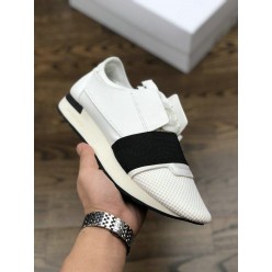 BALENCIAGA RACE RUNNER LOW-TOP SNEAKERS WHITE BLACK 483492 WOYXI 9061