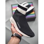 BALENCIAGA SPEED STRETCH-KNIT MID SNEAKERS BLACK WHITE 433214 WOXH 8682