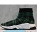 BALENCIAGA SPEED STRETCH-KNIT MID SNEAKERS GRID GREEN BLACK 477289W05G06