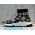 BALENCIAGA SPEED STRETCH-KNIT MID SNEAKERS GRID WHITE BLACK 477289W05G04