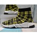 BALENCIAGA SPEED STRETCH-KNIT MID SNEAKERS GRID YELLOW BLACK 477289W05G07