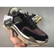 BALENCIAGA TRIPLE-S SNEAKER 2.0 NUBUCK LEATHER BLACK COFFER GREY 506346 W09S1 1214