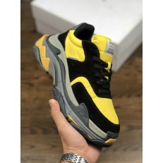 BALENCIAGA TRIPLE-S SNEAKER 2.0 NUBUCK LEATHER BLACK YELLOW GREY