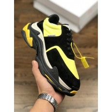 BALENCIAGA TRIPLE-S SNEAKER 2.0 NUBUCK LEATHER BLACK YELLOW WHITE