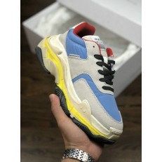 BALENCIAGA TRIPLE-S SNEAKER 2.0 NUBUCK LEATHER GREY BLUE GYM RED YELLOW BLACK 52403 W09T2 1218