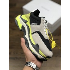 BALENCIAGA TRIPLE-S SNEAKER 2.0 NUBUCK LEATHER LIGHT GREY BLACK LEMON YELLOW