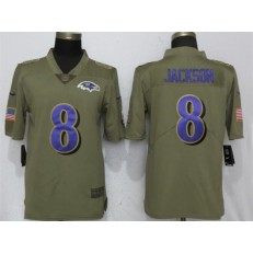 Baltimore Ravens 8 Lamr Jackson Olive Salute To Service Limited Nike NFL Men Jersey