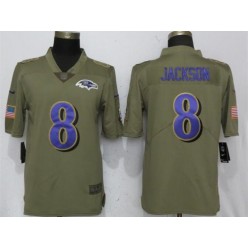 Baltimore Ravens 8 Lamr Jackson Olive Salute To Service Limited Nike NFL Men Jersey