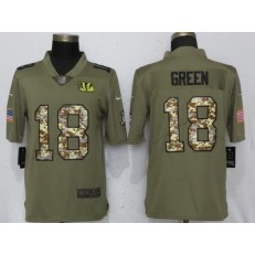Cincinnati Bengals 18 A.J. Green Olive Camo Salute To Service Limited Nike NFL Men Jersey