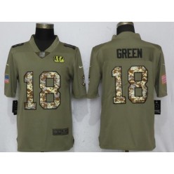 Cincinnati Bengals 18 A.J. Green Olive Camo Salute To Service Limited Nike NFL Men Jersey