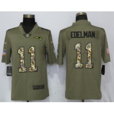 New England Patriots 11 Julian Edelman Olive Camo Salute To Service Limited Nike NFL Men Jersey