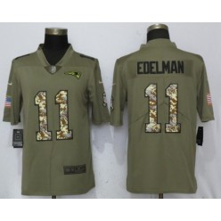 New England Patriots 11 Julian Edelman Olive Camo Salute To Service Limited Nike NFL Men Jersey