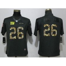 New York Giants 26 Saquon Barkley Anthracite Women Salute To Service Limited Nike NFL Men Jersey