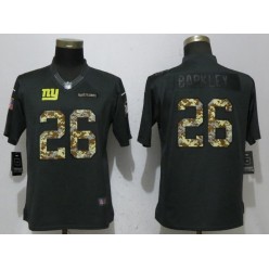 New York Giants 26 Saquon Barkley Anthracite Women Salute To Service Limited Nike NFL Men Jersey
