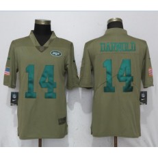 New York Jets 14 Sam Darnold Olive Salute To Service Limited Nike NFL Men Jersey