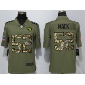 Oakland Raiders 52 Khalil Mack Olive Camo Salute To Service Limited Nike NFL Men Jersey