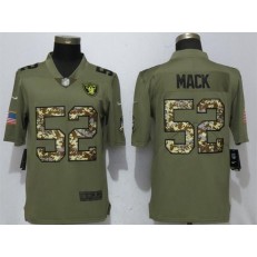 Oakland Raiders 52 Khalil Mack Olive Camo Salute To Service Limited Nike NFL Men Jersey