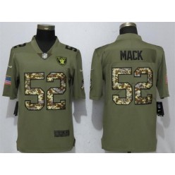 Oakland Raiders 52 Khalil Mack Olive Camo Salute To Service Limited Nike NFL Men Jersey